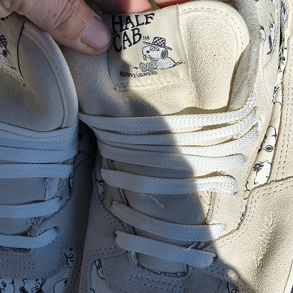 Vintage 92 Vans Mens  Half Cab Cream Suede Snoopy Skate Shoes Dead Stock